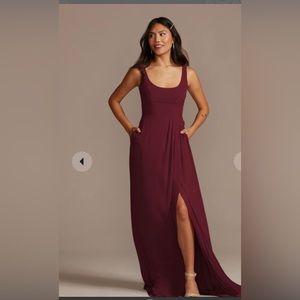 David’s Bridal Tunic Scoop Neck Chiffon/wine Bridesmaid Dress